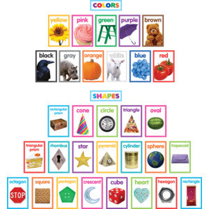 Colorful Photo Shapes &amp; Colors Cards Bulletin Board Set
