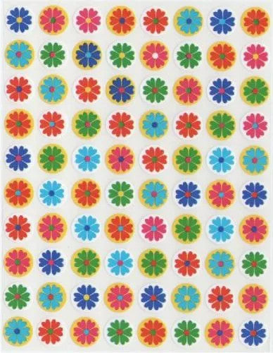 STICKERS: FLOWER ASSORTED COLOR  1/2" 25 SHEETS