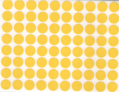 COLOR CODING STICKER:  1/4", ROUND YELLOW 32 SHEETS