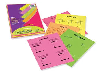 COPY PAPER: 20LB 8 1/2"X11"  ASSORTED HYPER PAPER 100 SHEETS