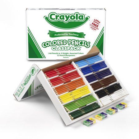 CRAYOLA CLASSPACK: COLORED PENCILS 240 PACK 12 COLORS AND 12 SHARPENERS