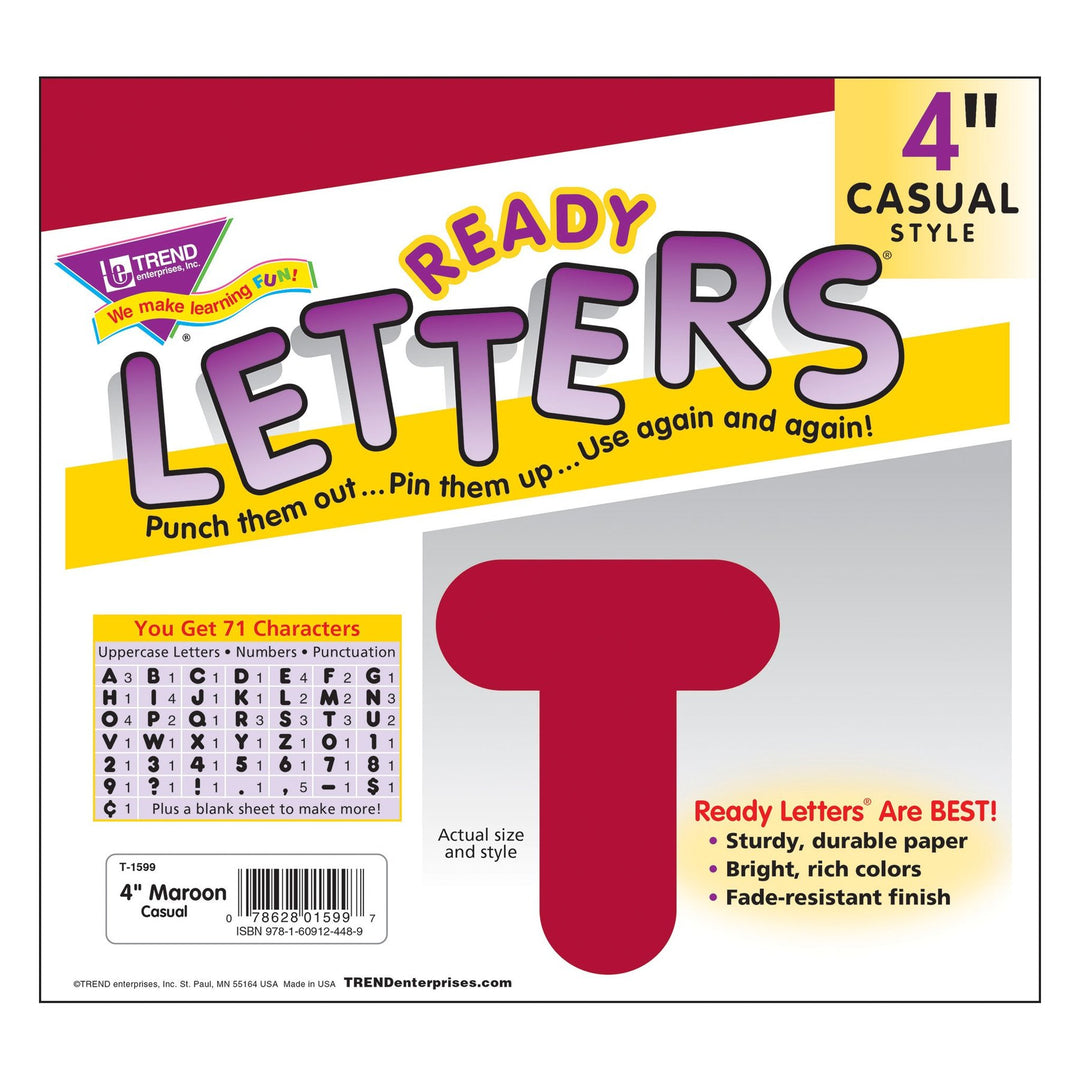 READY LETTERS: 4" MARROON