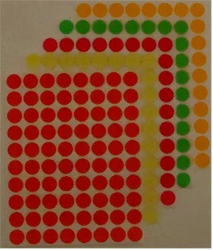 COLOR CODING DOT STICKER: NEON ASSORTED 1/2” 32 SHEETS