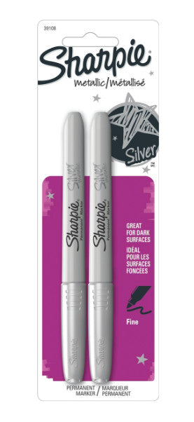 SHARPIE MARKER FINE POINT SILVER METALLIC - 2 PACK