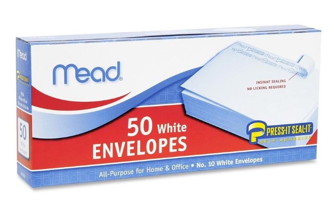 MEAD ENVELOPES: 4-1/8"x 9½" PRESS &amp; SEAL - 50 PACK  