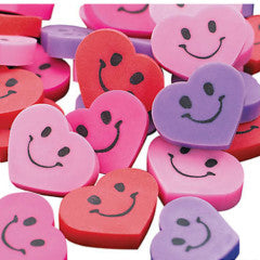 ERASER  MINI SMILE FACE HEART 144 PACK