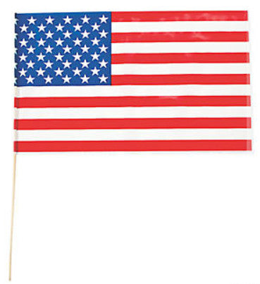 USA FLAG 18in x 11in Plastic Stick