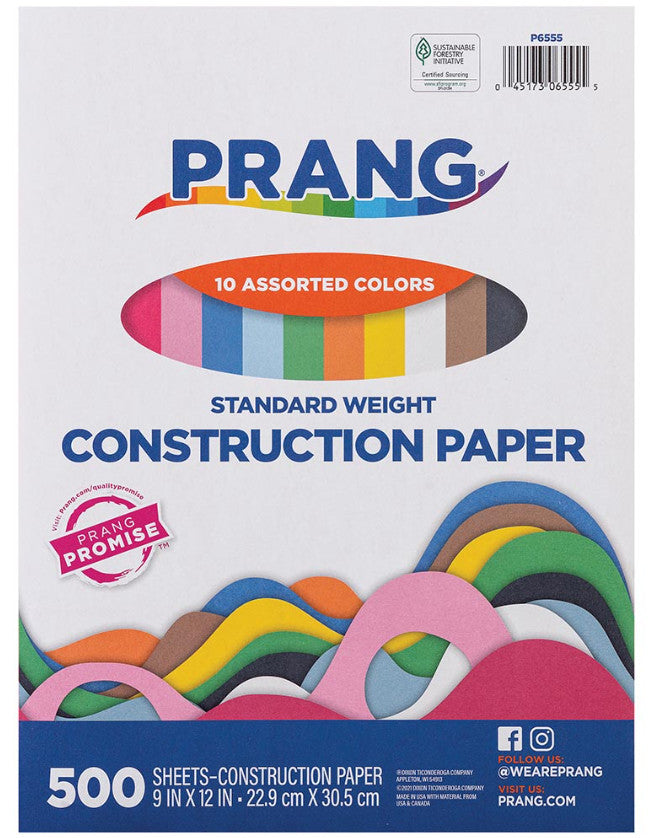 Assorted Colors Medium Weight Construction Paper 9"x12"