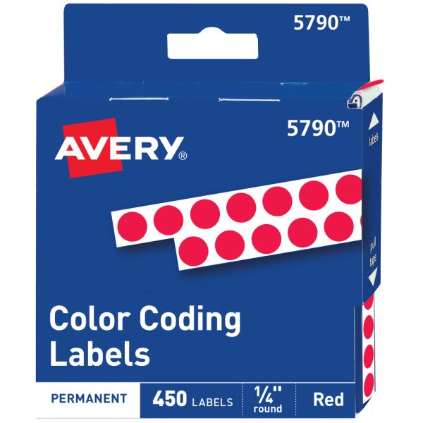 COLOR CODING STICKER:  ¼", ROUND RED - 450 PACK