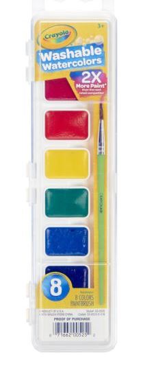 CRAYOLA PAINT - WATERCOLOR WASHABLE 8 COLORS PAN SET W/ BRUSH