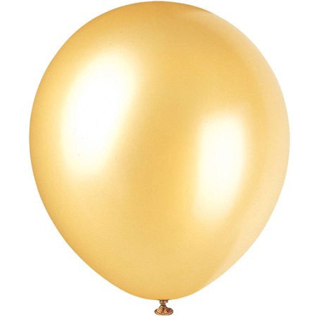 BALLOONS: 12" PEARLIZED GOLD 8 PACK