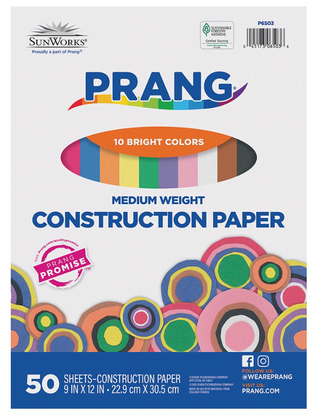 Assorted Colors Medium Weight Construction Paper 9"x12"