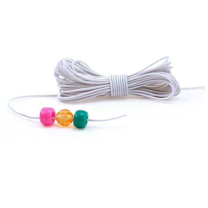 BEADING THREAD - ELASTIC - WHITE 4 YARDS