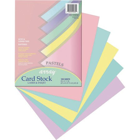 CARDSTOCK: 65LB 8 1/2"X11" ASSORTED PASTEL COLORS 100 SHEETS