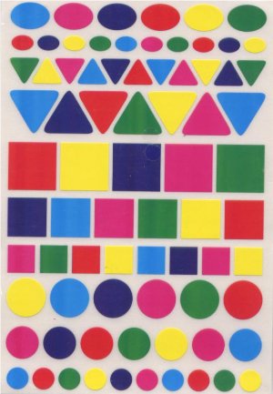 COLOR CODING STICKERS: SMALL ASSORTED SHAPES  - 25 SHEETS