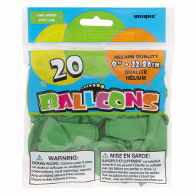 BALLOONS: 9" LIME GREEN 20 PACK