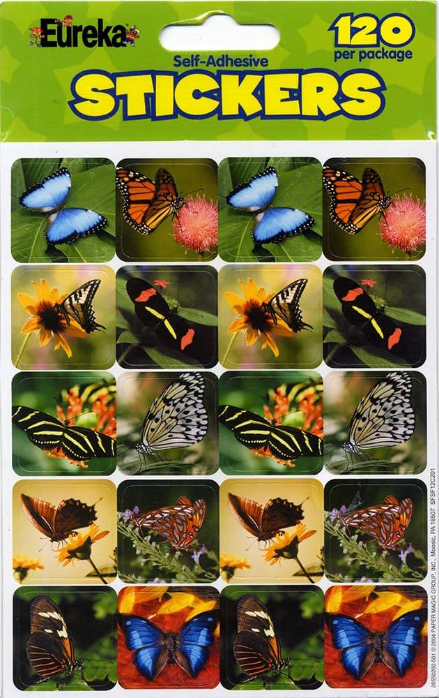 STICKERS: THEME BUTTERFLIES PHOTO - 120 STICKERS