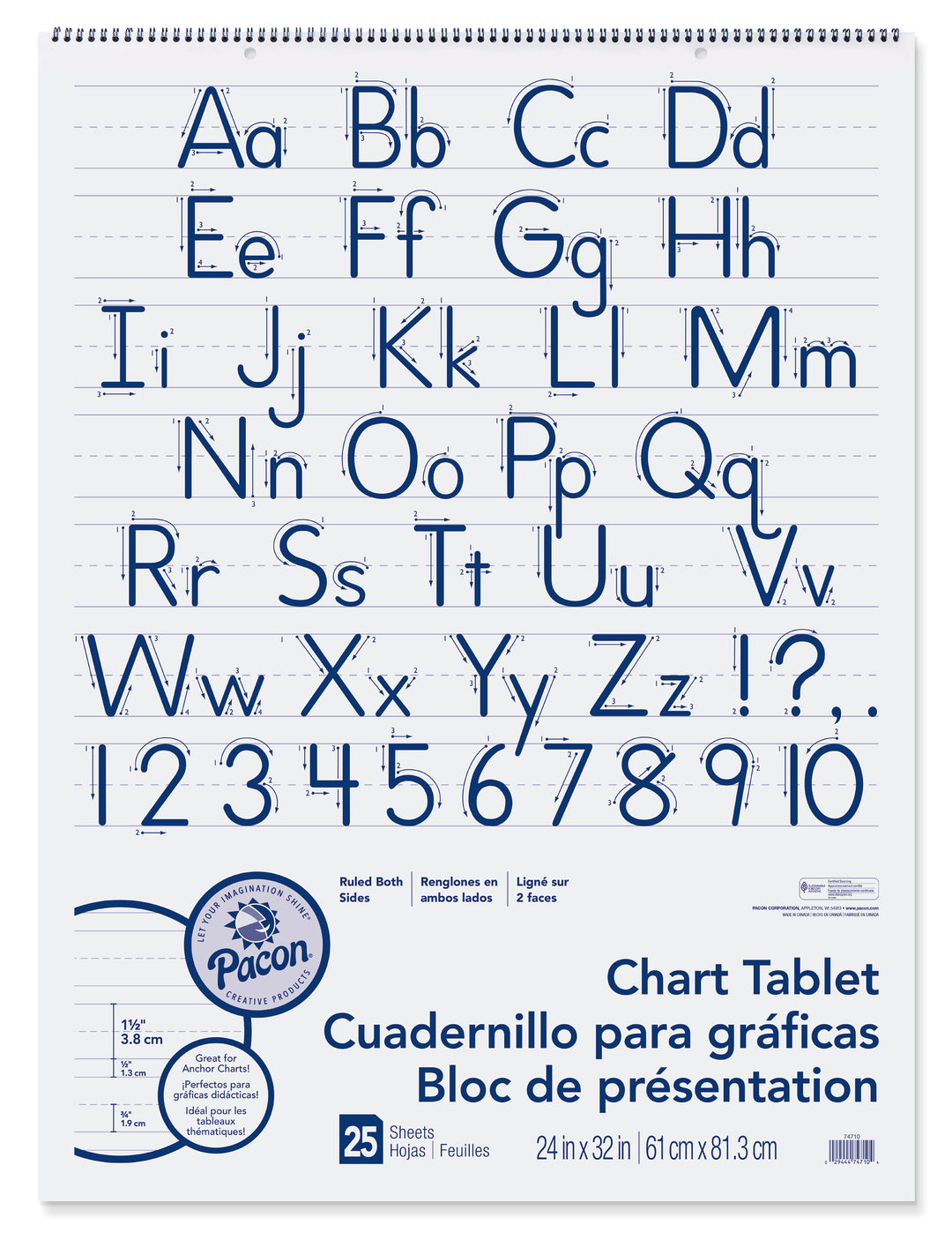 CHART TABLET - 1½" RULED 24x32 - 25 Sheets