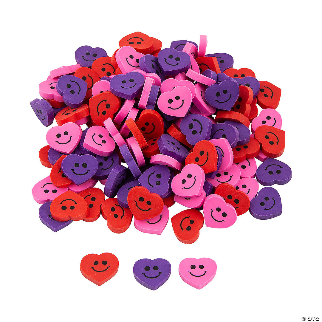 ERASER  MINI SMILE FACE HEART 24PCS
