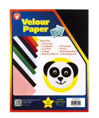 VELOUR PAPER 8.5X11 Self-Adhesive,  BLACK 5 PACK