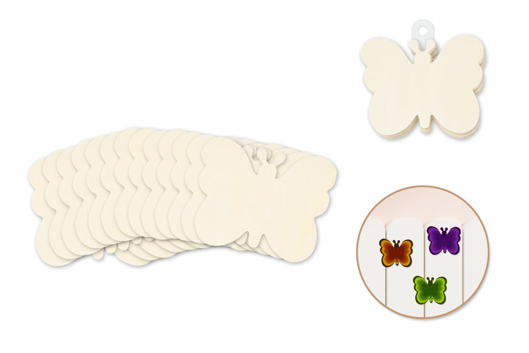 WOOD SHAPE: BUTTERFLY 3.15" -  12 PACK