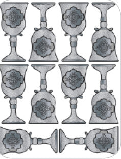 STICKERS: GLITTER SILVER BECHER - 2 1/4" 60 STICKERS