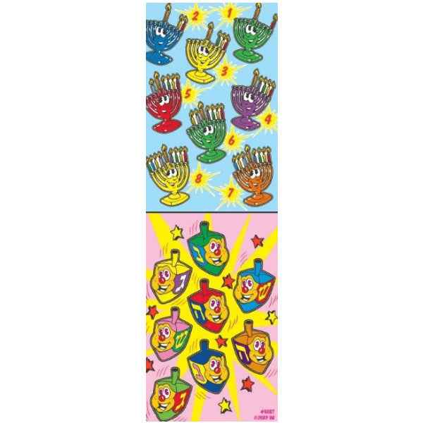 STICKERS -  FOIL CHANUKAH 8 NIGHTS menorah &amp; dreidel - 6 SHEETS