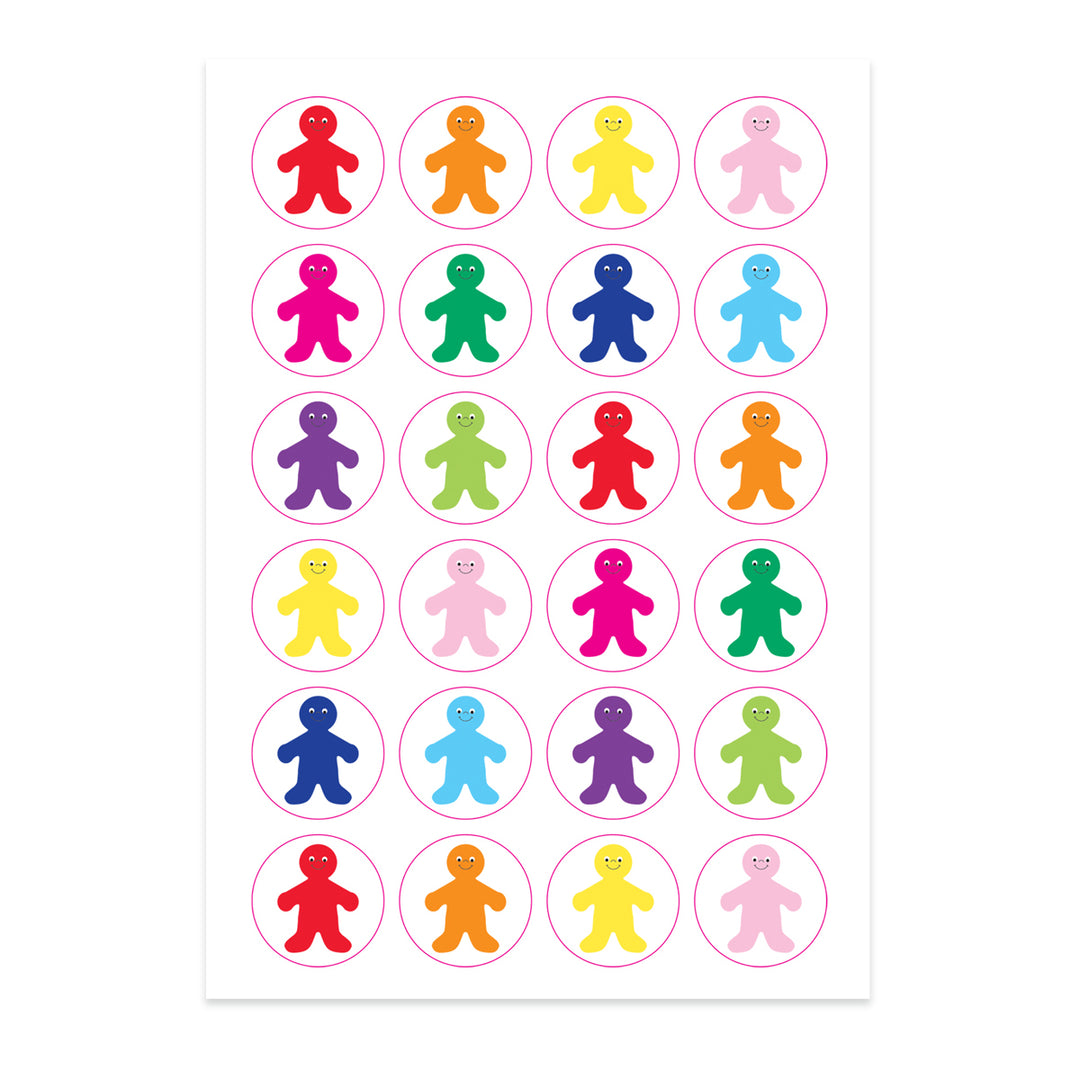 STICKERS -  RAINBOW PEOPLE 1"  3 sheets