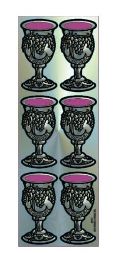 STICKERS - SILVER BECHER WITH WINE 6 PER SHEET - 6 SHEETS