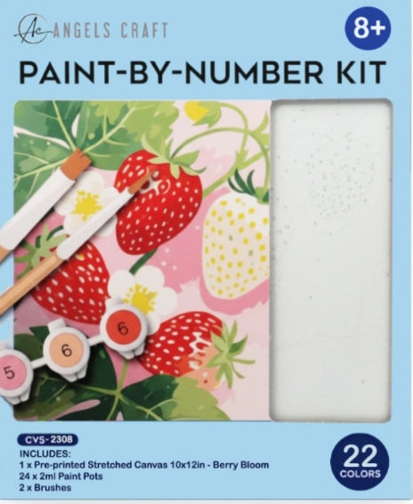 CANVAS PAINTING SET BERRY BLOOM WITH PAINT AND BRUSH10X13