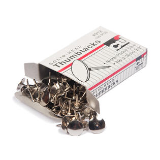 THUMB TACKS: 3/8", NICKLE PLATED - 100 PACK