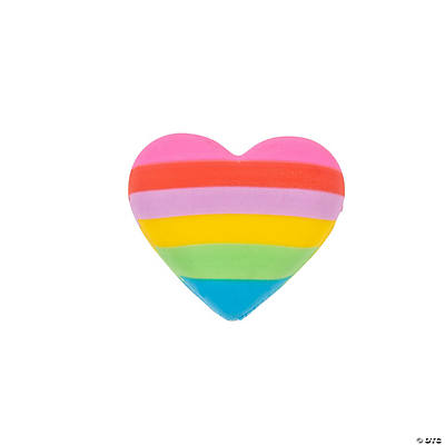 ERASER - RAINBOW HEART SHAPED 1.25"ea