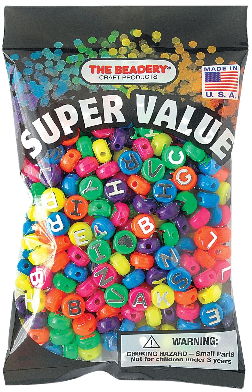 NEON ALPHABET BEADS 10MM  - 350 PACK