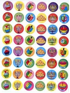 STICKERS: 3/4" ROUND CHANUKAH SYMBOLS 10 SHEETS