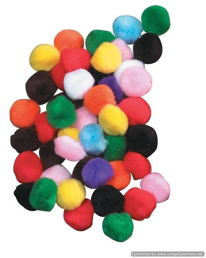 POM POMS: 1" ASSORTED COLORS 100  PACK