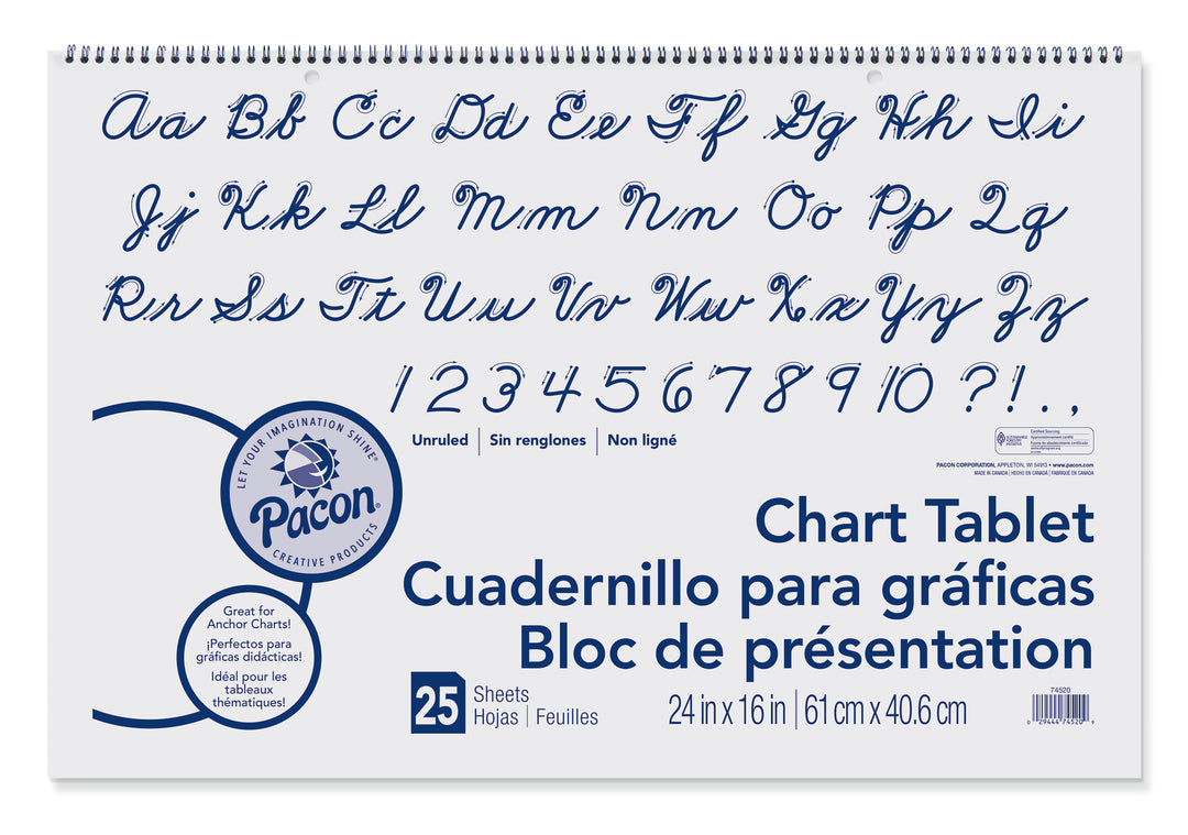 CHART TABLET - UNRULED 24x16 - 25 SHEETS
