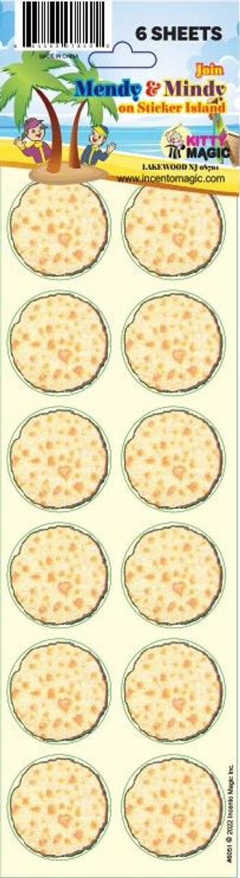 STICKERS:  MATZAH 1¼" - 12 PER SHEET - 6 SHEETS