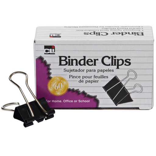 BINDER CLIPS:  1¼" WIDTH   5/8" CAPACITY -  12 PACK