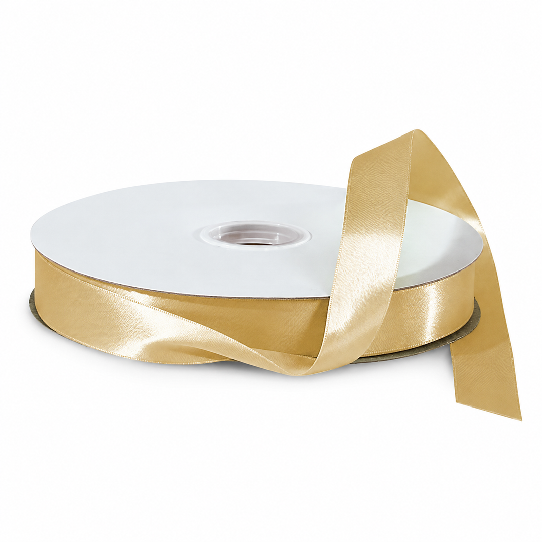 Gold satin ribbon spool
