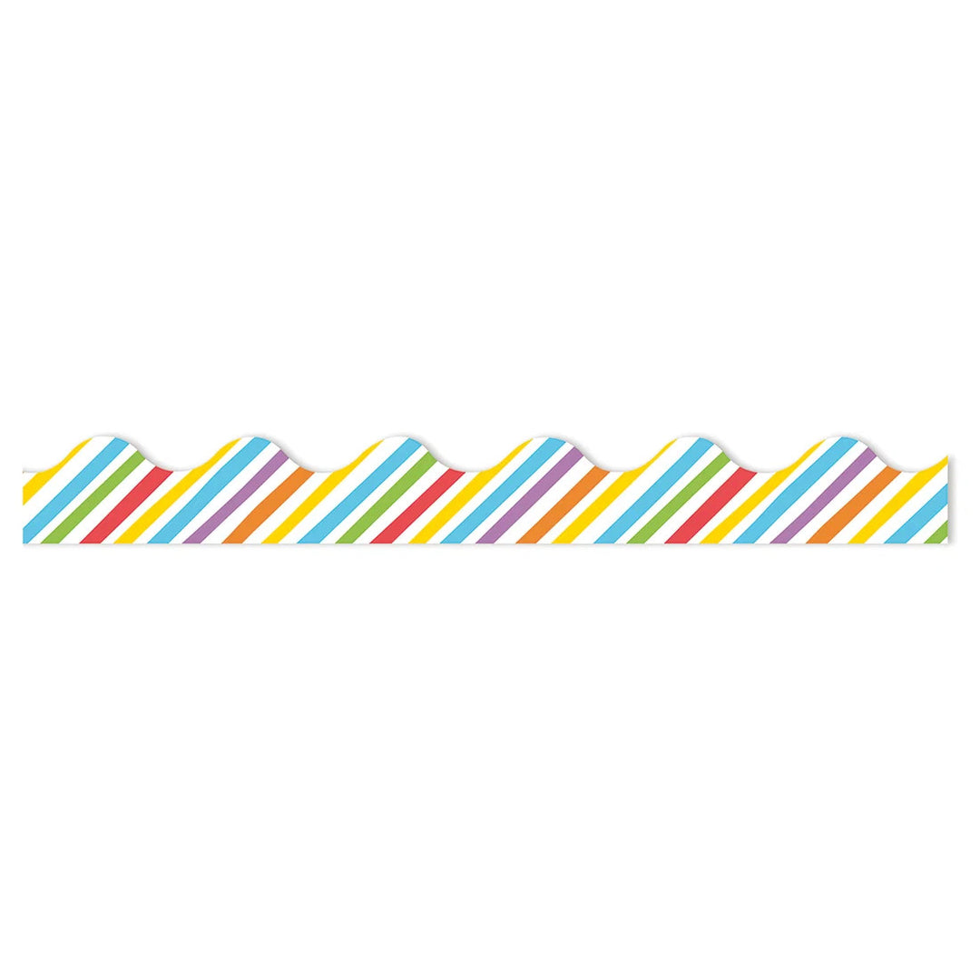 SCALLOPED BORDER  RAINBOW STRIPES - 2 1/4" x 37&