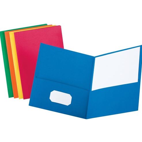 PAPER 2 POCKET FOLDER ASSORTED COLORS - 25 PACK