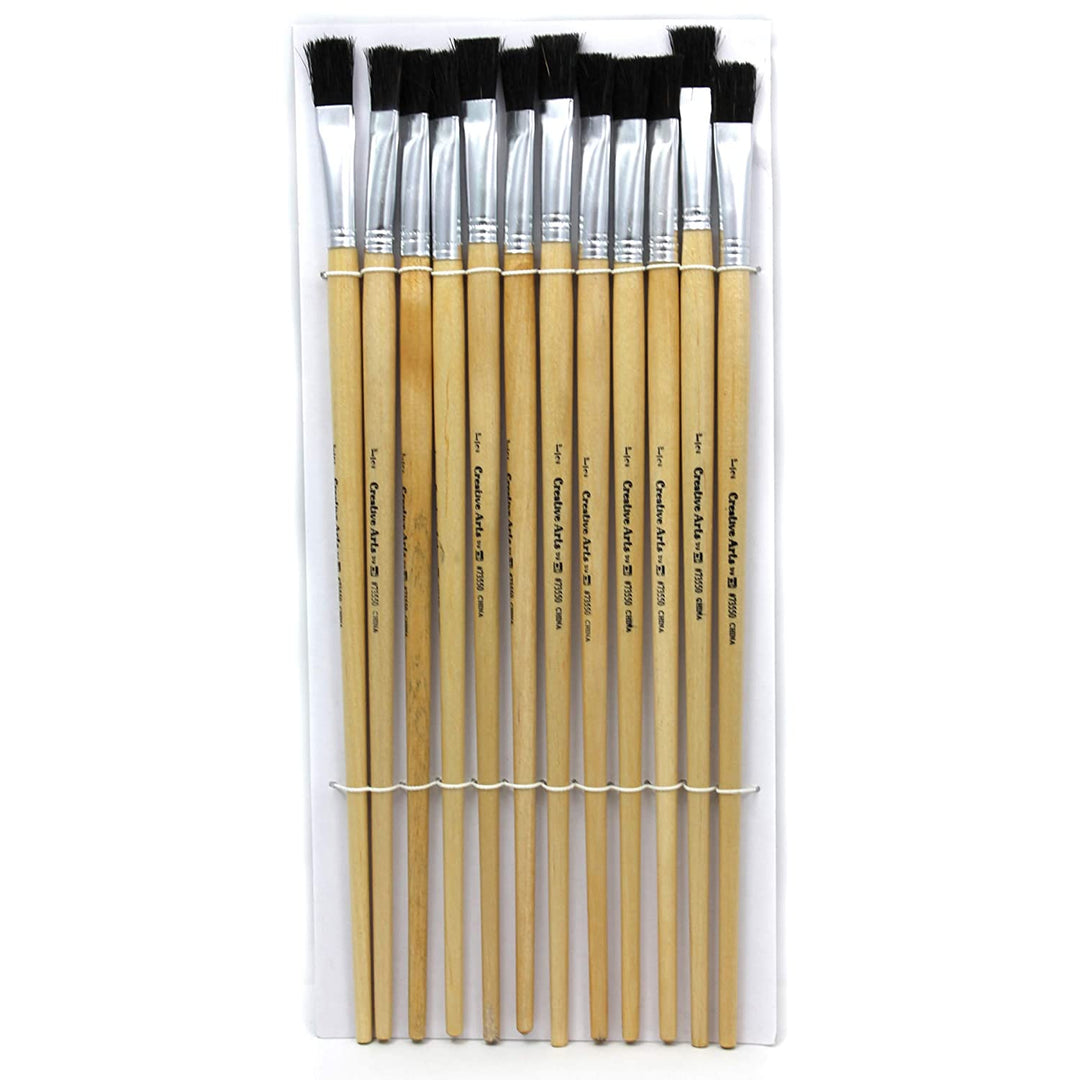 BRUSH: FLAT EASEL LONG HANDLE 1/2"