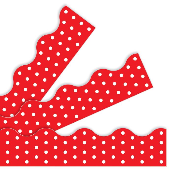 SCALLOPED  BORDERS RED POLKA DOT - 2 1/4"x39&