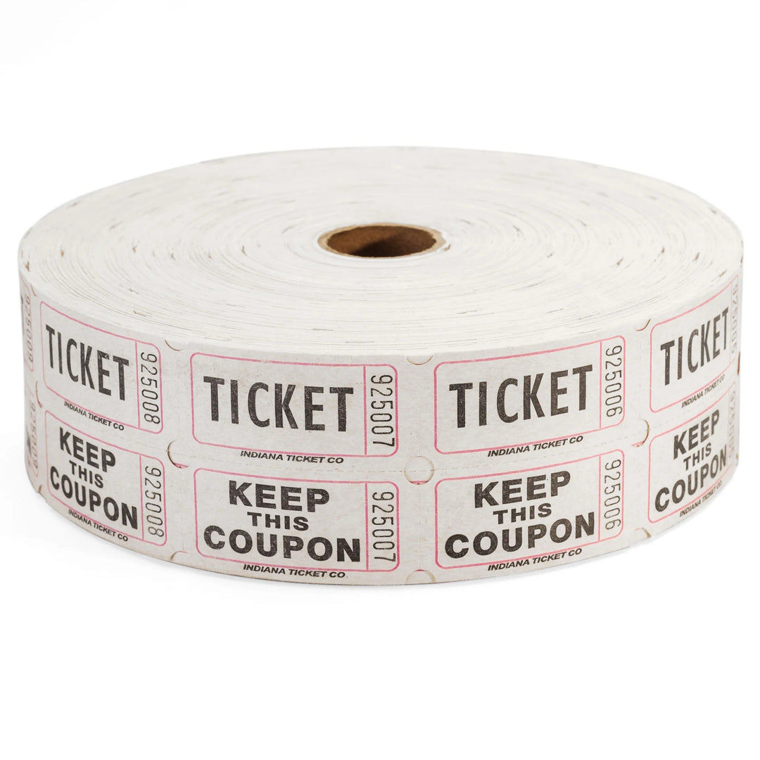 RAFFLE TICKETS - WHITE  - DOUBLE -2000PC