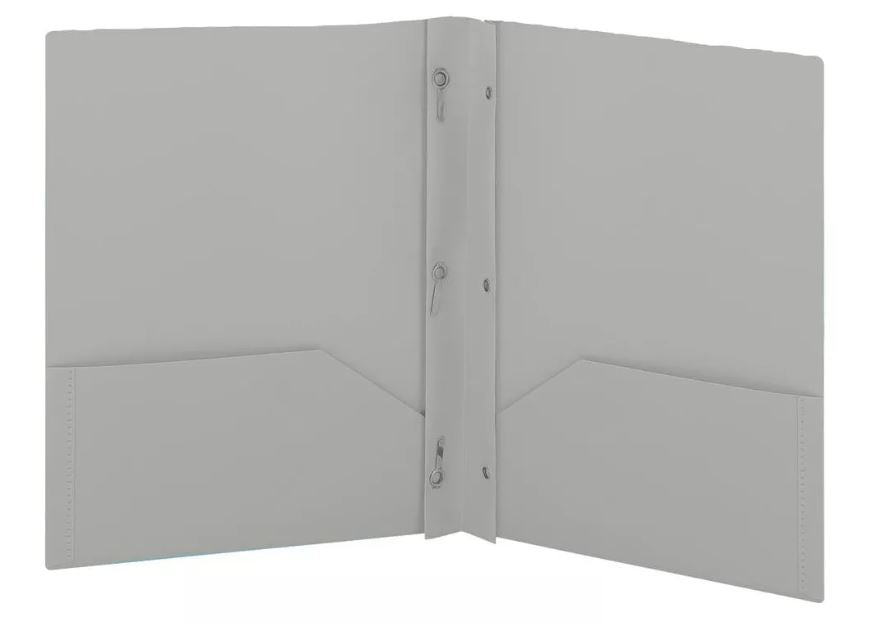 POLY FOLDER: 3 PRONG - 2 POCKET - GRAY