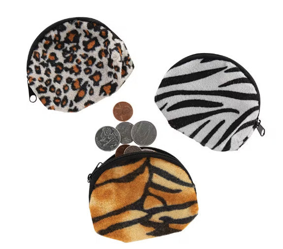 ANIMAL PRINT COIN PURSES - 12 PACK