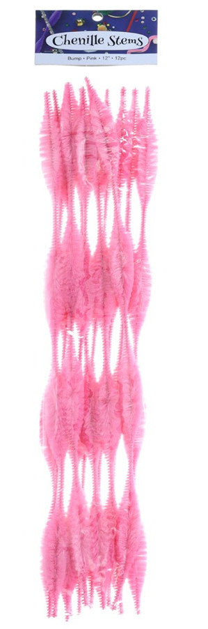 PIPE CLEANERS BUMPS: 12",  PINK 12PC