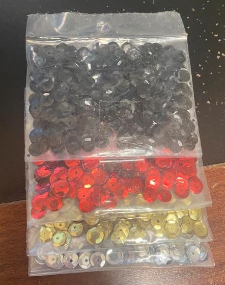 SEQUIN ASSORTEMENT - RED,BLACK,GOLD &amp; SILVER