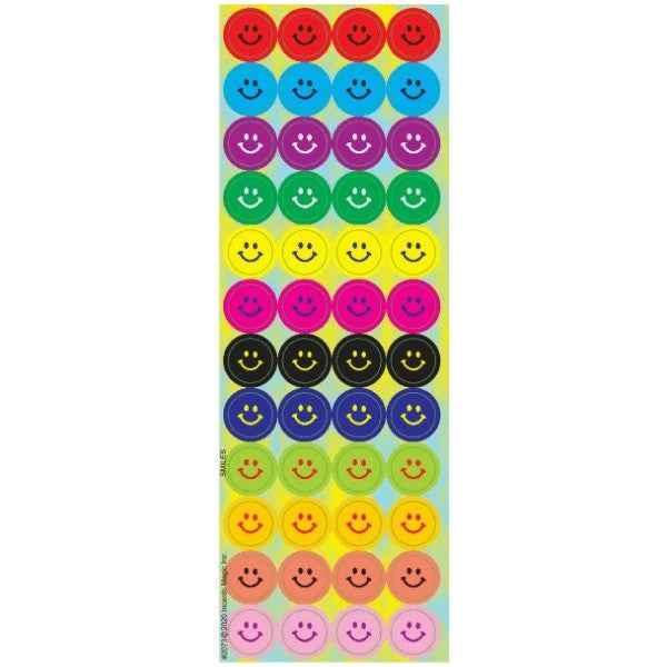 STICKERS -  ASSORTED COLORS SMILES -  6 SHEETS