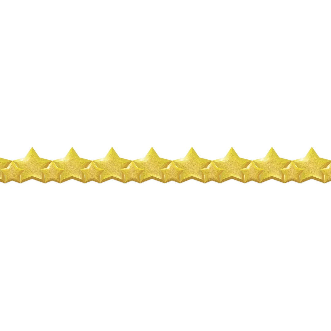 SCALLOPED BORDER GOLD  STARS 3 1/4" x 37&